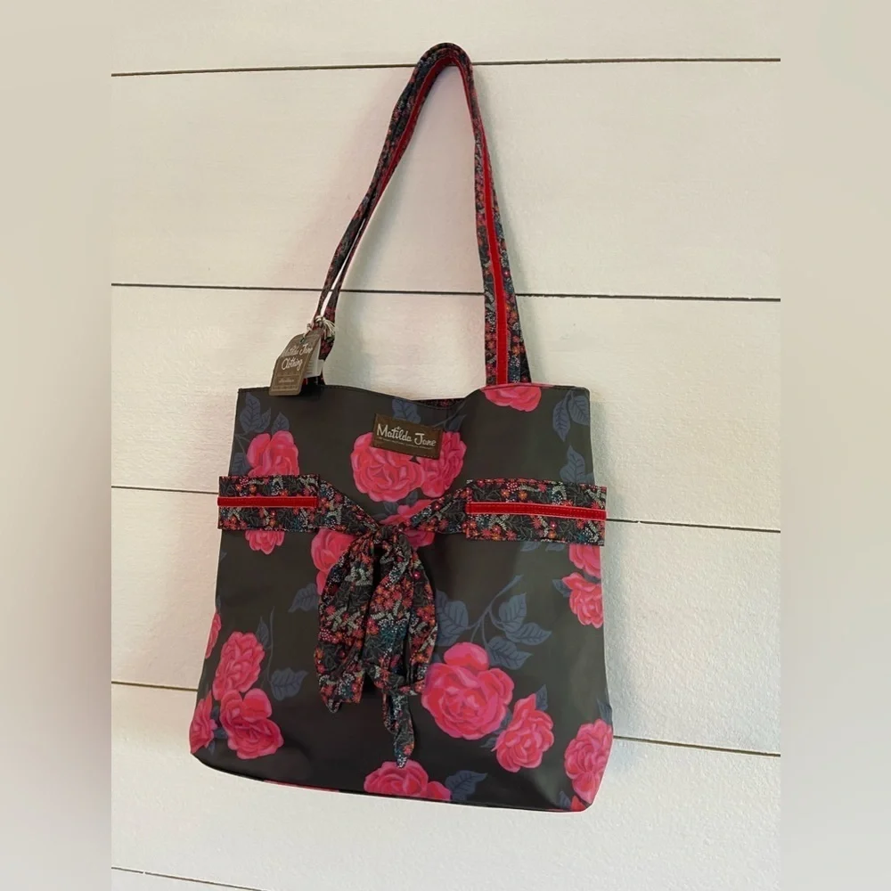 Matilda Jane Heart Strings Black & Pink Tote NWT